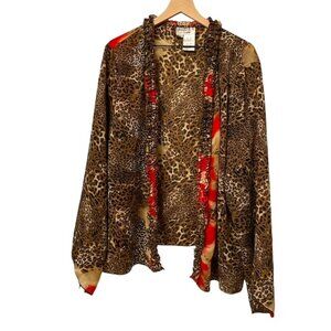 Dress-U-II By Sharon Leopard Animal Print Kimono Slit Sleeves Plus Size 22